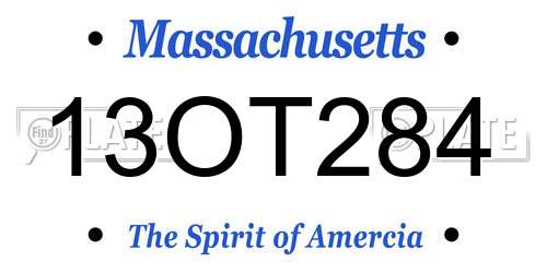 13OT284 Massachusetts License Plate
