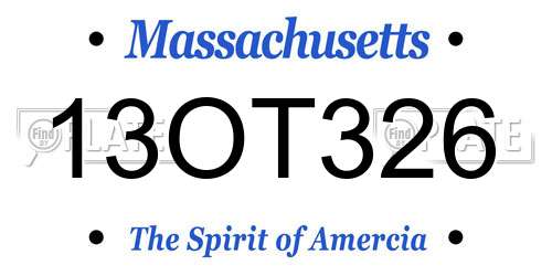 13OT326 Massachusetts License Plate