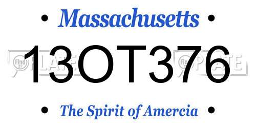 13OT376 Massachusetts License Plate