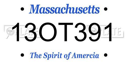 13OT391 Massachusetts License Plate