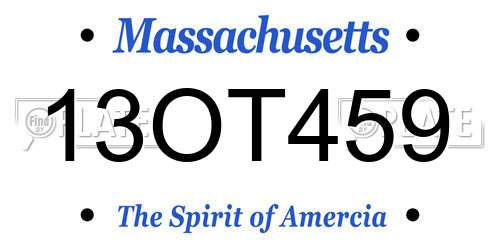13OT459 Massachusetts License Plate