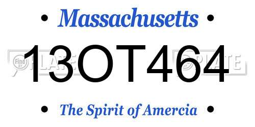 13OT464 Massachusetts License Plate