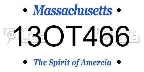 13OT466 Massachusetts License Plate