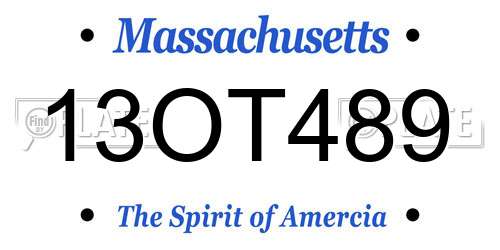 13OT489 Massachusetts License Plate