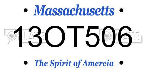 13OT506 Massachusetts License Plate