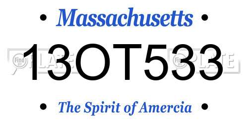 13OT533 Massachusetts License Plate