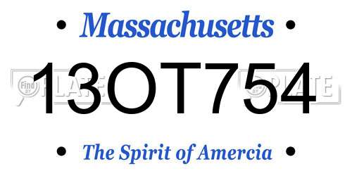 13OT754 Massachusetts License Plate