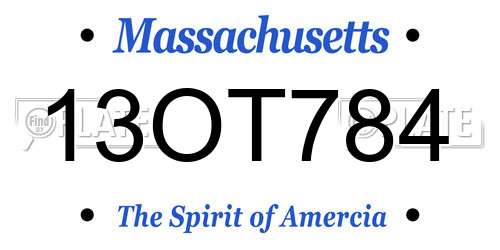 13OT784 Massachusetts License Plate