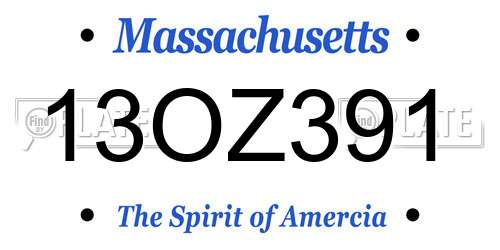 13OZ391 Massachusetts License Plate