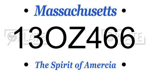 13OZ466 Massachusetts License Plate