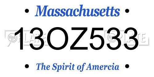 13OZ533 Massachusetts License Plate