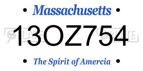 13OZ754 Massachusetts License Plate