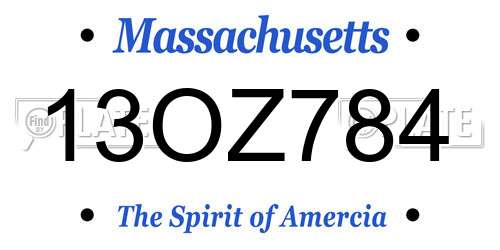 13OZ784 Massachusetts License Plate