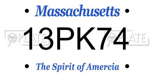 13PK74 Massachusetts License Plate