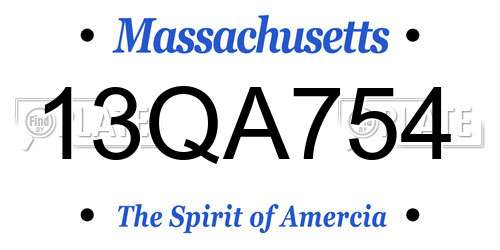 13QA754 Massachusetts License Plate