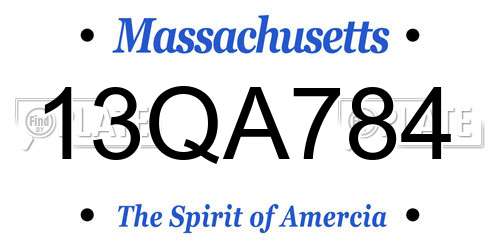 13QA784 Massachusetts License Plate