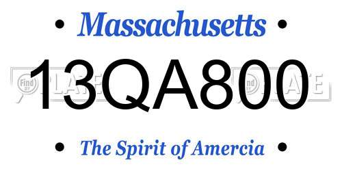 13QA800 Massachusetts License Plate