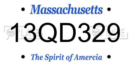 13QD329 Massachusetts License Plate
