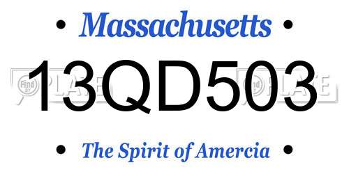 13QD503 Massachusetts License Plate