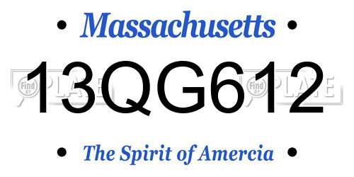 13QG612 Massachusetts License Plate