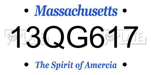 13QG617 Massachusetts License Plate