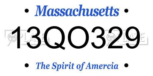 13QO329 Massachusetts License Plate