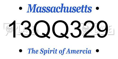 13QQ329 Massachusetts License Plate