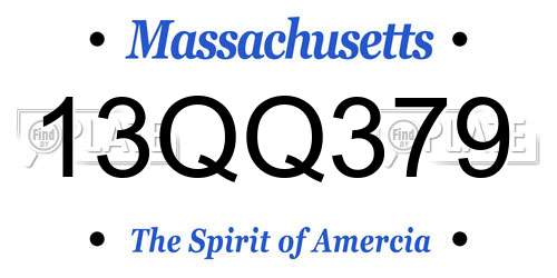 13QQ379 Massachusetts License Plate