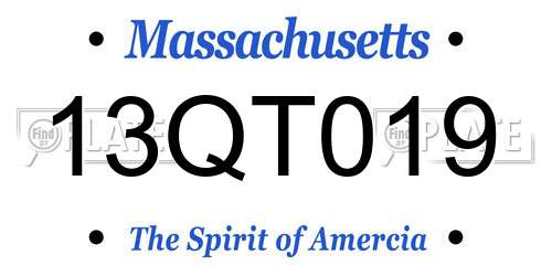 13QT019 Massachusetts License Plate