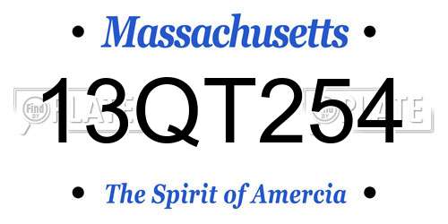 13QT254 Massachusetts License Plate