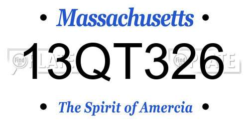 13QT326 Massachusetts License Plate