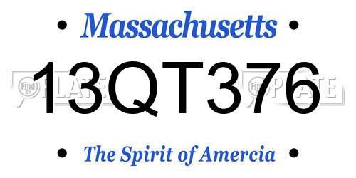 13QT376 Massachusetts License Plate