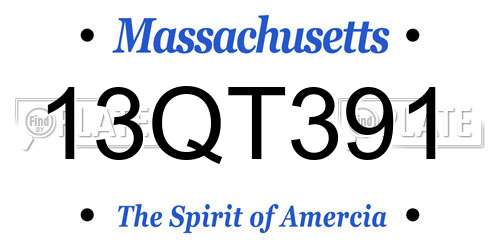 13QT391 Massachusetts License Plate