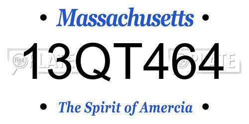 13QT464 Massachusetts License Plate