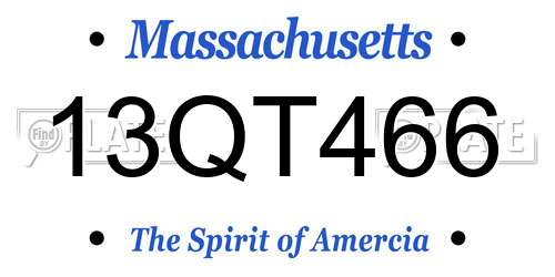 13QT466 Massachusetts License Plate