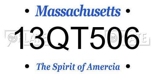 13QT506 Massachusetts License Plate