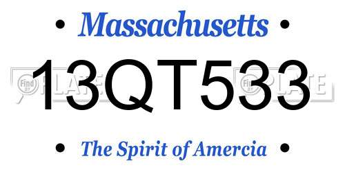 13QT533 Massachusetts License Plate