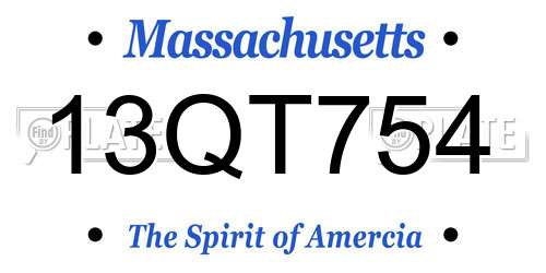 13QT754 Massachusetts License Plate