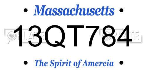 13QT784 Massachusetts License Plate