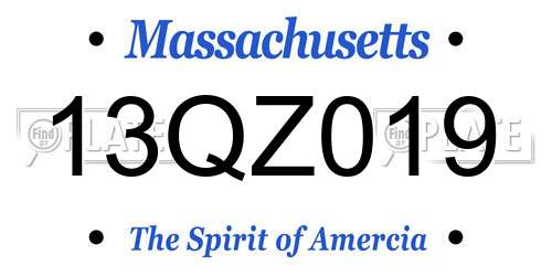 13QZ019 Massachusetts License Plate