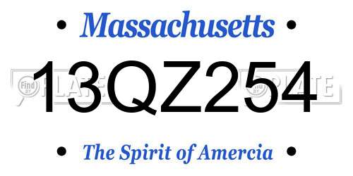 13QZ254 Massachusetts License Plate
