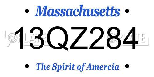 13QZ284 Massachusetts License Plate