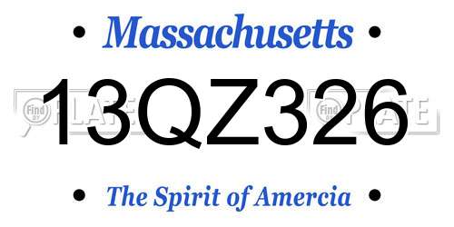 13QZ326 Massachusetts License Plate