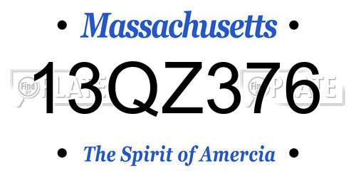 13QZ376 Massachusetts License Plate