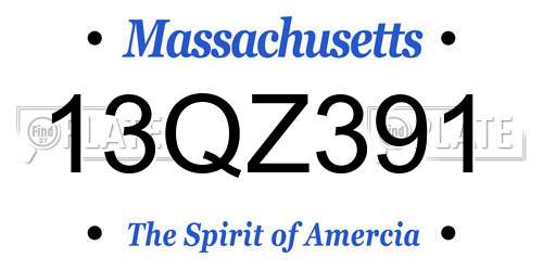 13QZ391 Massachusetts License Plate