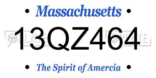 13QZ464 Massachusetts License Plate