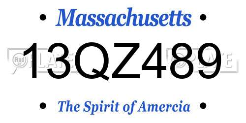 13QZ489 Massachusetts License Plate