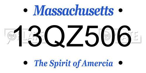 13QZ506 Massachusetts License Plate