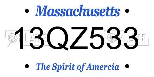 13QZ533 Massachusetts License Plate