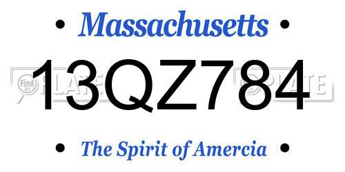 13QZ784 Massachusetts License Plate